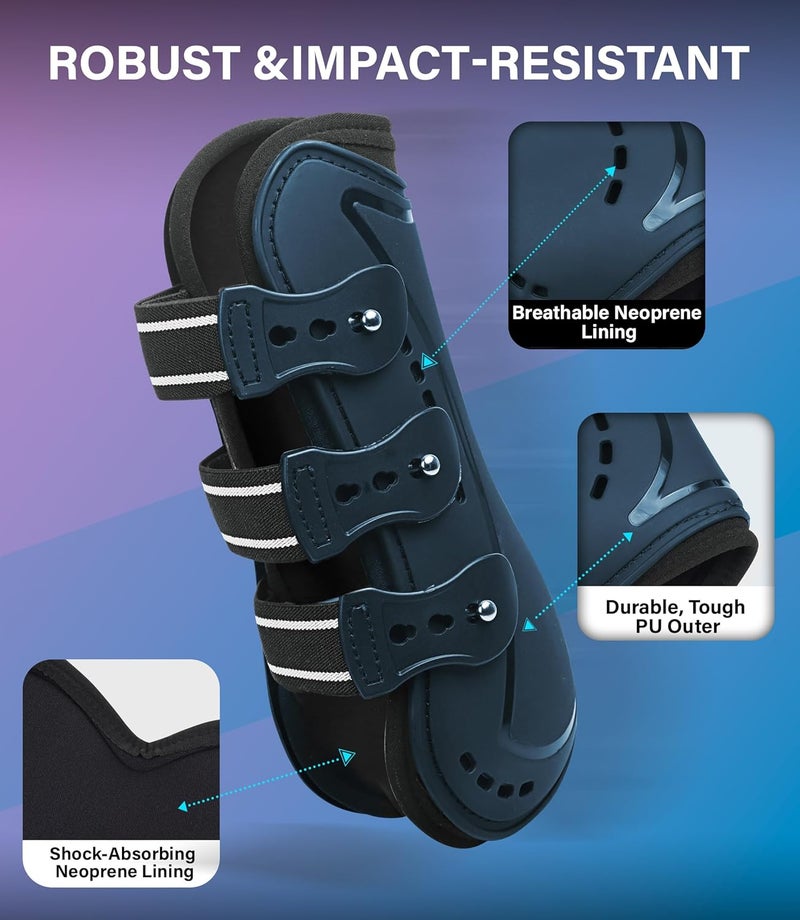 HackFond Horse Tendon Boots, Fetlock Boots & Open Front Boots for Jumping, Set of 4, Horse Protection Leg Guard - Image 3